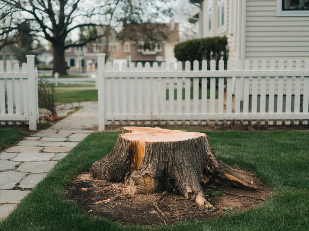 a-tree-stump-in-a-residential-area